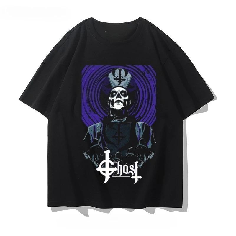 2025 Summer Ghost B.C Band Metal Commemorative T-shirt Papa Swedish Hard  Men's and Women's Short-sleeved Shirts