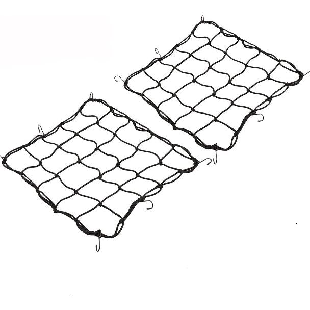2 Pack Of 15.7"X15.7" Bungee Cargo Net Stretches To 30"X30" Elastic Motorcycle Luggage Bungee Netting With 12 Metal Hooks Stretchable Bungee Cord