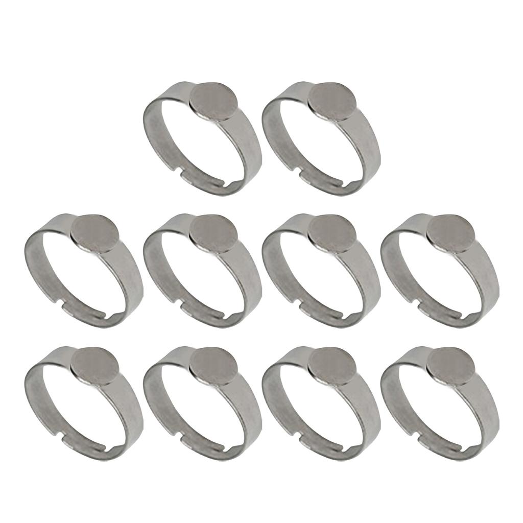 10 piezas Bases de Anillos Ajustables de Acero Inoxidable Anillos Ajustables de Acero Inoxidable Bases Para Entusiastas de la Joyería DIY
