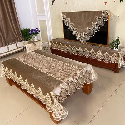 European Tablecloth Gold Velvet Lace Balcony Living Room Rectangular Dining Table Lace Decoration Light Luxury Style Tablecloth