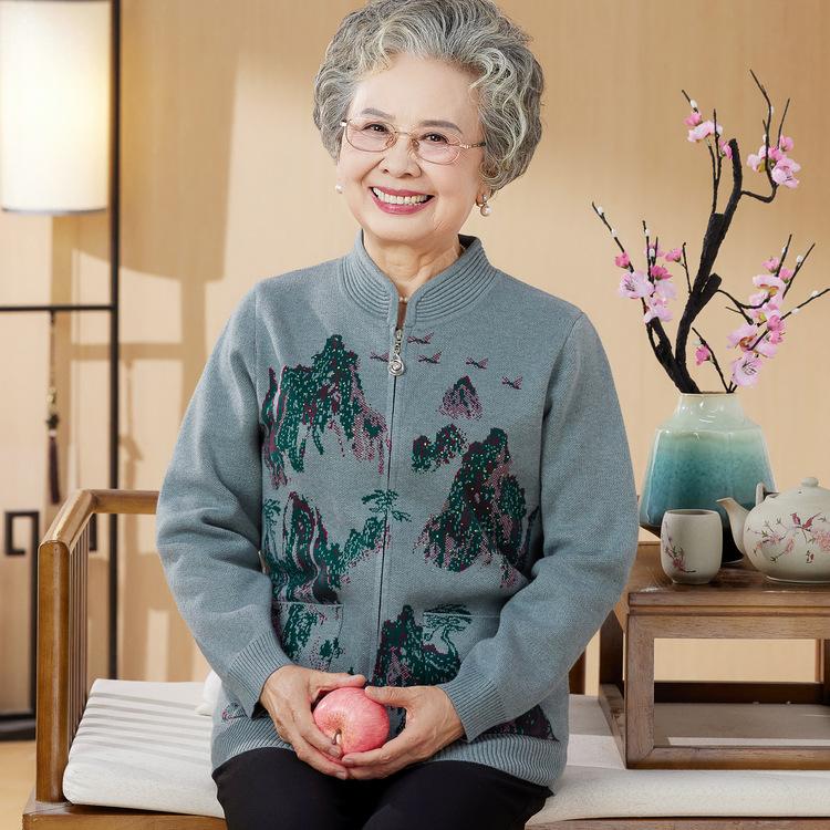 

Свитер в новом китайском стиле для среднего и пожилого возраста, модная бабушкина одежда, осенний топ, тонкий свитер для начала осени 5XL зелёный