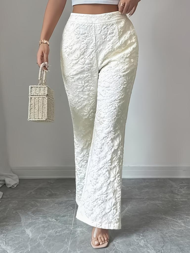 Ladies' Elegant Solid Color Flared Pants - Four Season Pants (with Pockets) Made of Non Stretch Fabric, Featuring Classic Flared Leg Design