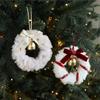 Soft Plush Christmas Wreath Ribbon Bow Bell Accents Christmas Plush Wreath Bowknot Mini Ornament Xmas Tree Wreath Holiday Home