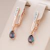 Fashion Colorful Natural Zircon Long Drop Earrings For Women  Rose Gold  Color Mix Wedding Party Daily Jewelry