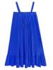 XITAO Solid Color Pleated Suspender Dress WLD8071