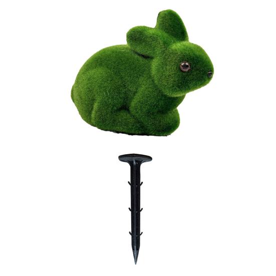 Rabbit Artificial Topiary Ball Easter Bunny Faux Topiary Stake Green Rabbit Artificial Plant with Spike for Easter Porch Indoor Outdoor Decor