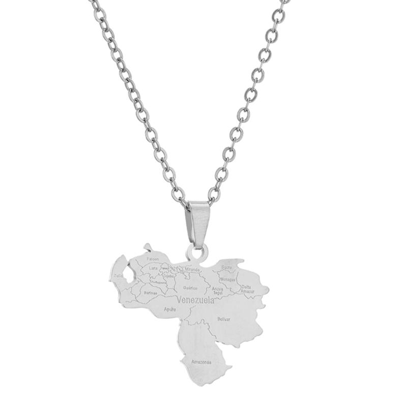 

Venezuela Map Pendant Necklace for Men Women Titanium Steel Gold Silver Choker Venezuela Outline Heart Map Jewelry Gift