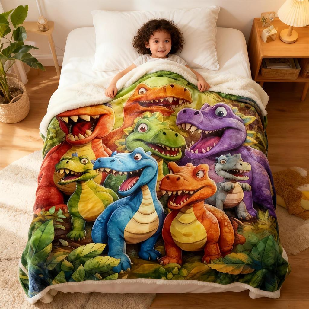 Throw Blanket for Couch Flannel Colorful Cartoon Dinosaur Throw Blanket Couch Decor for Sofa Recliner Lounge Bedroom Dorm