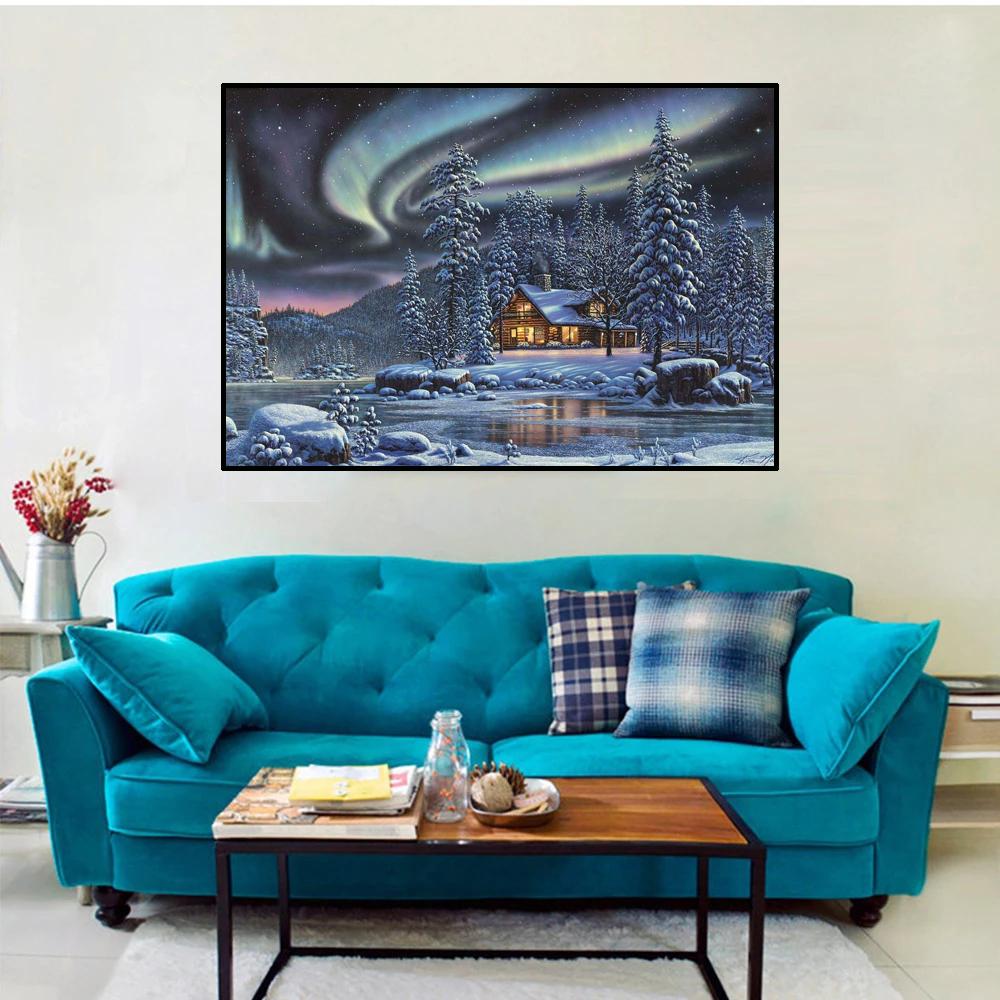 Diamantové vyšívání Sněhový les Diamantový obraz Krajina Obrázek řemesel s diamantovou mozaikou z drahokamu