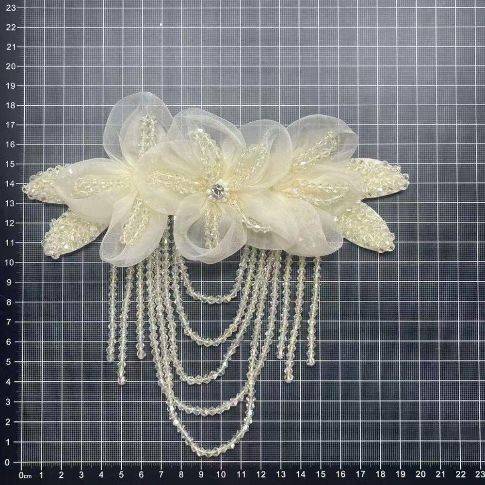 Nail Bead Decor Fabric Flower Hand-Sewn Shoulder Decorative Flowers DIY Clothing Sewing Supplies