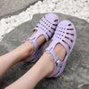 Fashion Retro Woven Roman Sandals Women's Summer Korean Sle Fairy Wind Flat Bot Jelly Oes Beach Oes Breathable Open Toe
