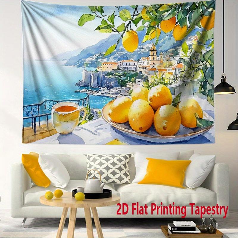 

Amalfi Coast Watercolor Painting Digital printing polyester wall tapestry suitable for use in living rooms bedrooms bars party 74x94cm(29x37in)