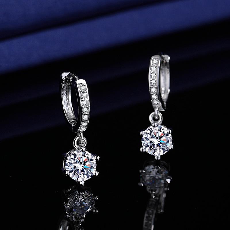 Trendy Tassel Imitation Moissanite Six-Claw 1-Carat Earrings for Women