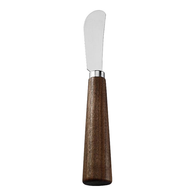Walnut Handle Stainless Steel Cheese Knife, Fork, and Butter Spreader Set