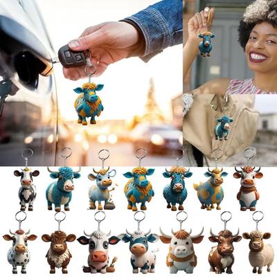 Portachiavi Ciondolo Yak Cartone Animato Acrilico Creativo - Serie Bovini delle Highlands