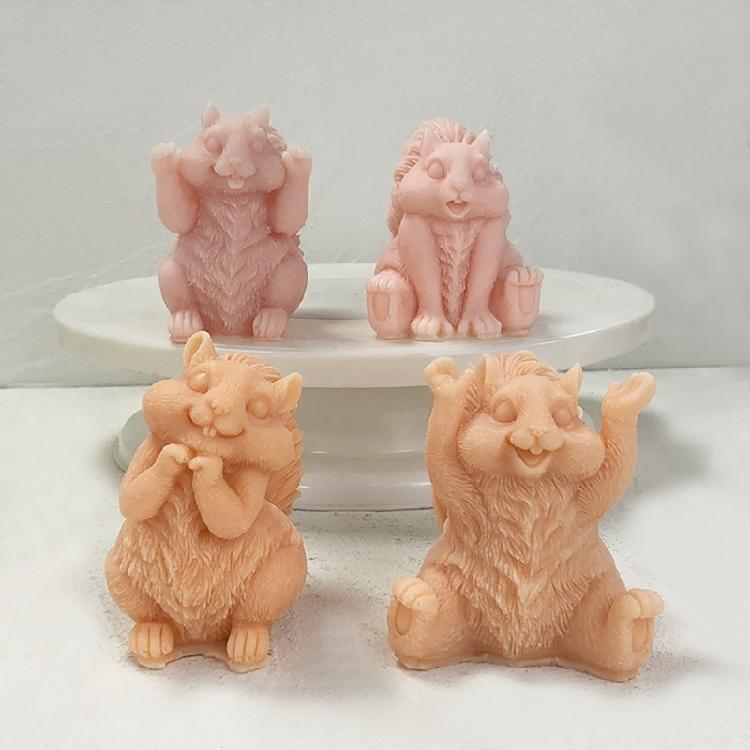 Easy to Clean Silicone Candle Molds Fondant Moulds Squirrel Shape Resin Project Moulds Silicone Texture for Candle