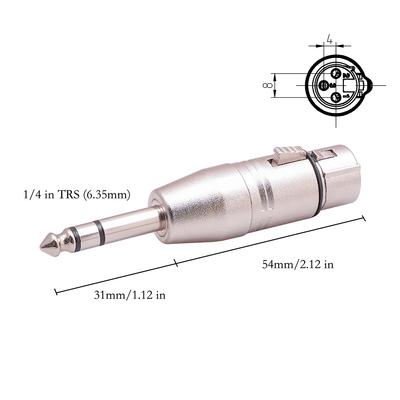 6er-Pack 1/4 auf XLR, 6,35-mm-Buchse auf XLR-Stecker und 6,35-mm-Stecker auf XLR-Buchse, Adapter aus Zinklegierung, Stereo
