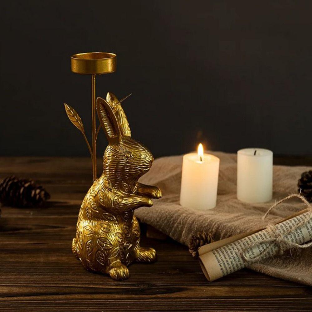 Resin Candlestick Ornament Delicate Easter Decoration Easter Ornament Candle Stand  Room Party