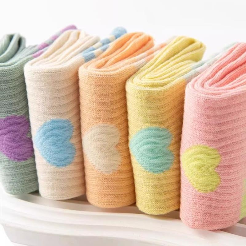 5 Pairs/Set Children's Socks Casual Striped Kids Girls Beauty Socks Spring Autumn Cute Sweet Students Sport Child Sock 3-12Years