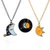 2Pcs/Set Sun Moon Friendship Lovers Necklace Enamel Fnaf Jewelry Fnaf Costume Gifts for Men Women Girls and Fans Kids Girls Boys
