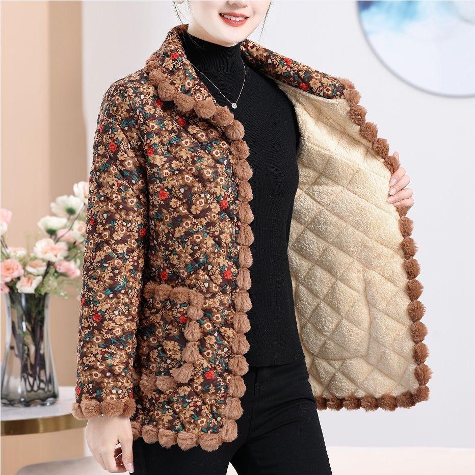 Chaqueta de Invierno para Mujer con Cuello Alto, Abotonadura Simple y Gruesa, Parkas Cálidas para Edad Media