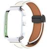 Leather Watch Band Replacement Band Lychee Texture Strap for Fit 3 Wristband Sweatproof Bracelet with Metal Frame