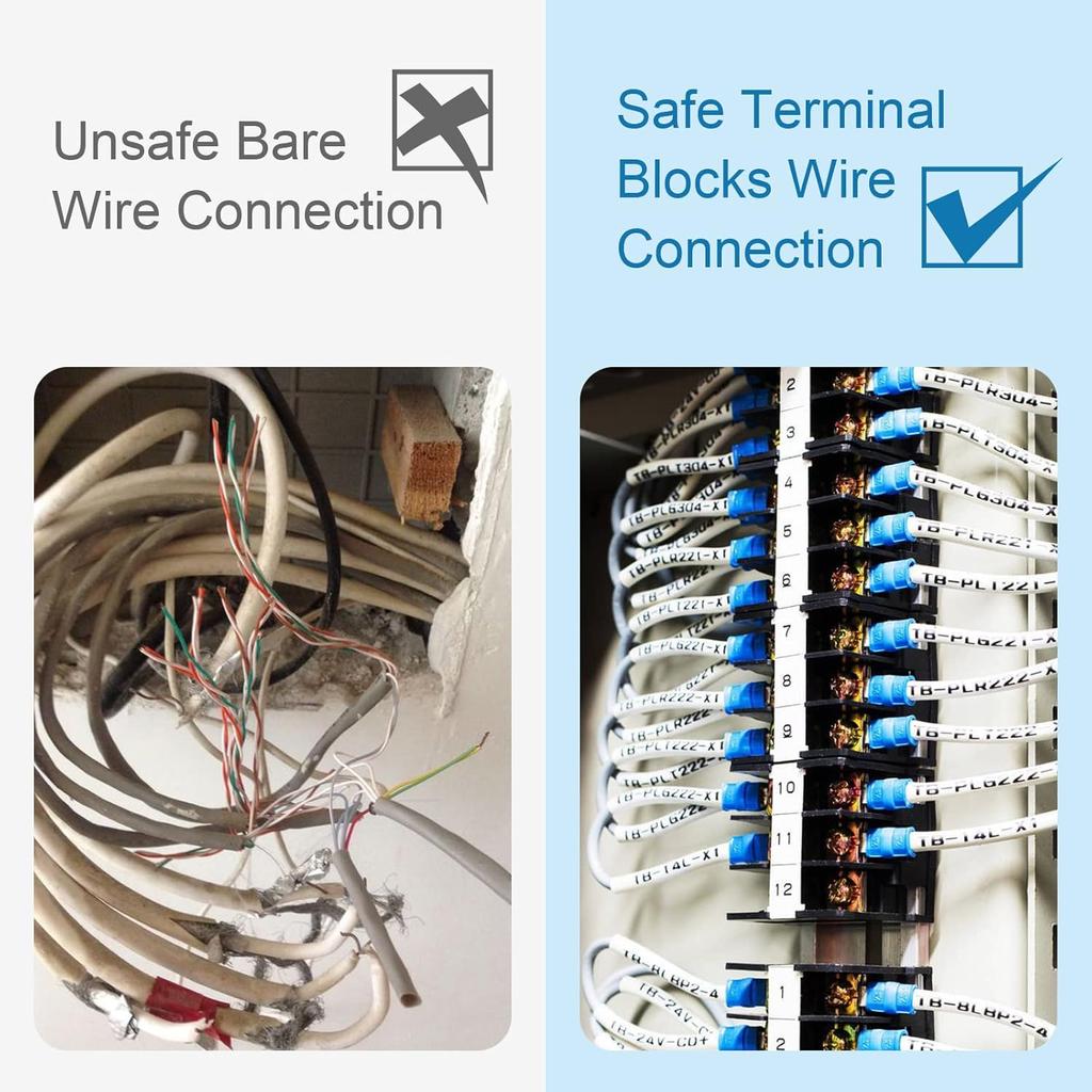 Terminal Block,2 Pack 4 Circuits 20-30A 200v-450v Dual Row Screw Terminals Strip +16 PCS Heat Shrink Wire Connectors