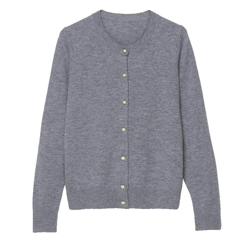 Φθινοπωρινά Γυναικεία Πλεκτά Ζακέτες Καρντιγκάν Μακρυμάνικα Χαλαρά Κορεάτικα Πουλόβερ Μονόχρωμα Καρντιγκάν με Στρογγυλή Λαιμόκοψη