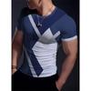 Simple Striped 3D Printed Men's Round Neck Short Sleeve Outdoor Casual Breathable Sweat Absorbent Men's Top Fashion And Fashion