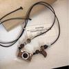 Vintage Braune Kamera Anhänger Halskette Retro Khaki Luxus Stil Lange Kette Halskette Einzigartige Hip-Hop Mode Accessoires