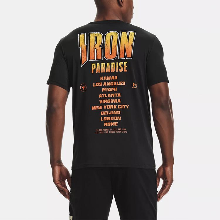 Under Armour Project Rock Training Casual Sports Short Sleeve T-Shirt Men Tops Black 1363559-001
