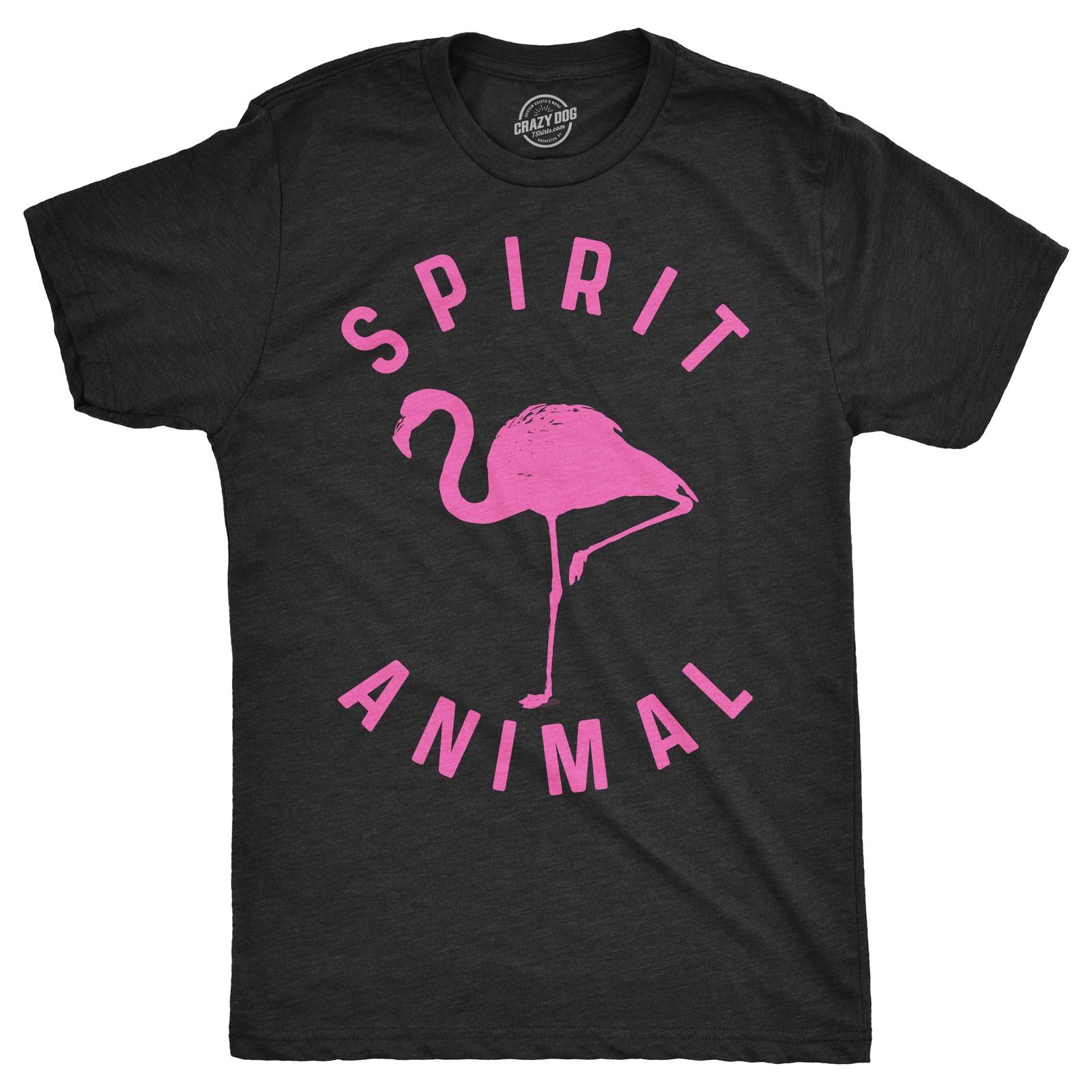 Mens Flamingo Spirit Animal T Shirt Funny Pink Bird Tee for Guys XL