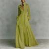 2026 European and American Fashion Cross-border Explosion, Long Sleeves, Waist and Thin A-shaped Long Skirt, Elegant Temperament and Vacation Even