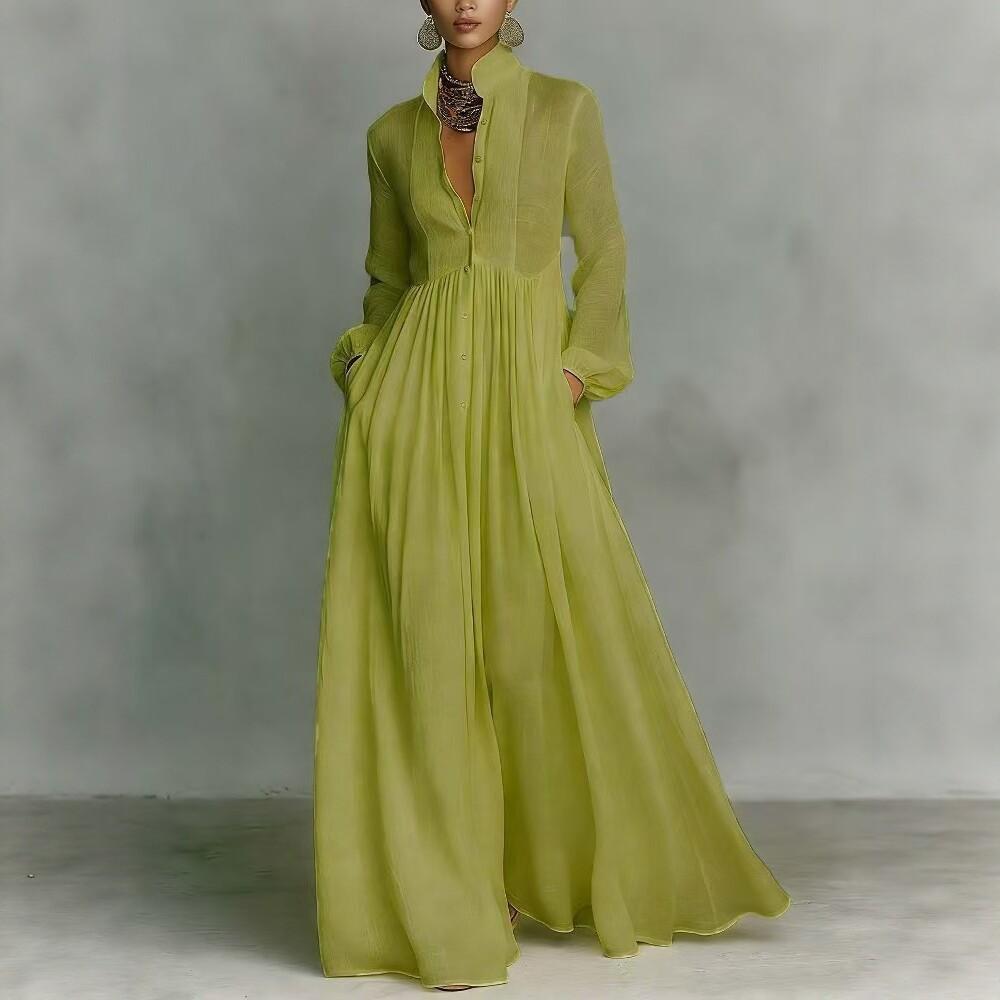 2026 European and American Fashion Cross-border Explosion, Long Sleeves, Waist and Thin A-shaped Long Skirt, Elegant Temperament and Vacation Even