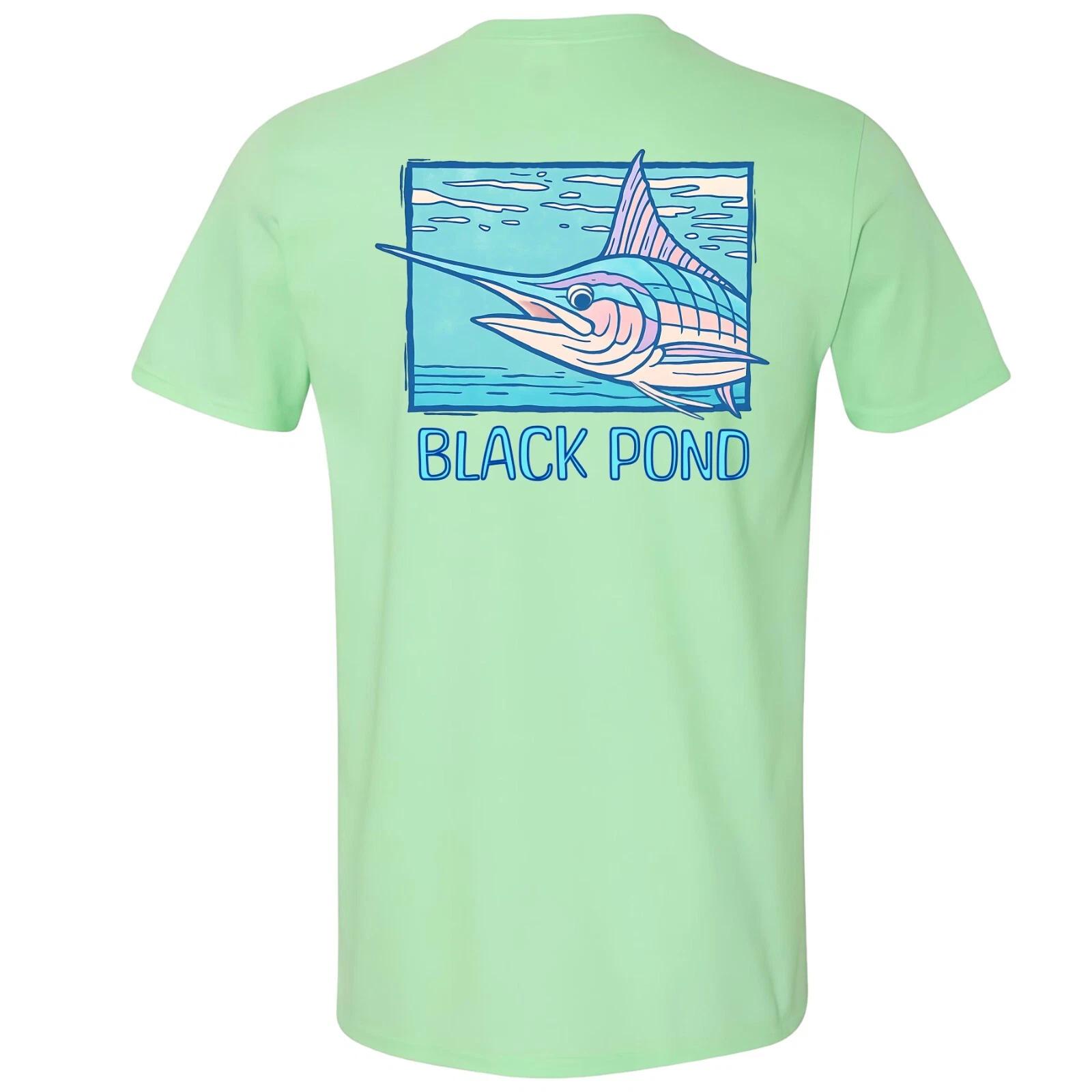 Black Pond Saltwater Series Marlin Fish Men s T-shirt Offshore Fishing L