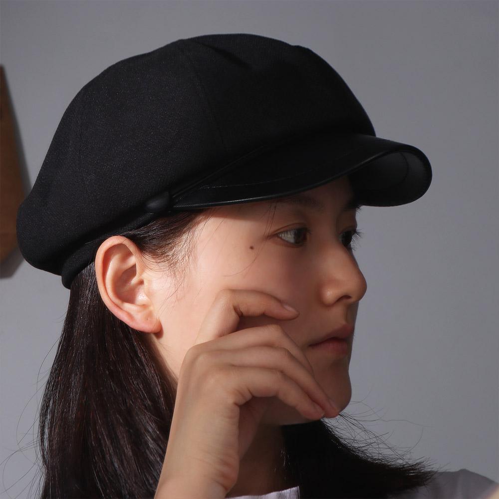 Casual Pu Leather Beret Retro Style Painter Hat Elegant Women's Beret  Lady