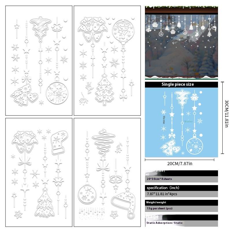 Santa Claus Christmas Ornaments Static Stickers Window Grilles Scene Arrangement Glass Doors Stickers Windows