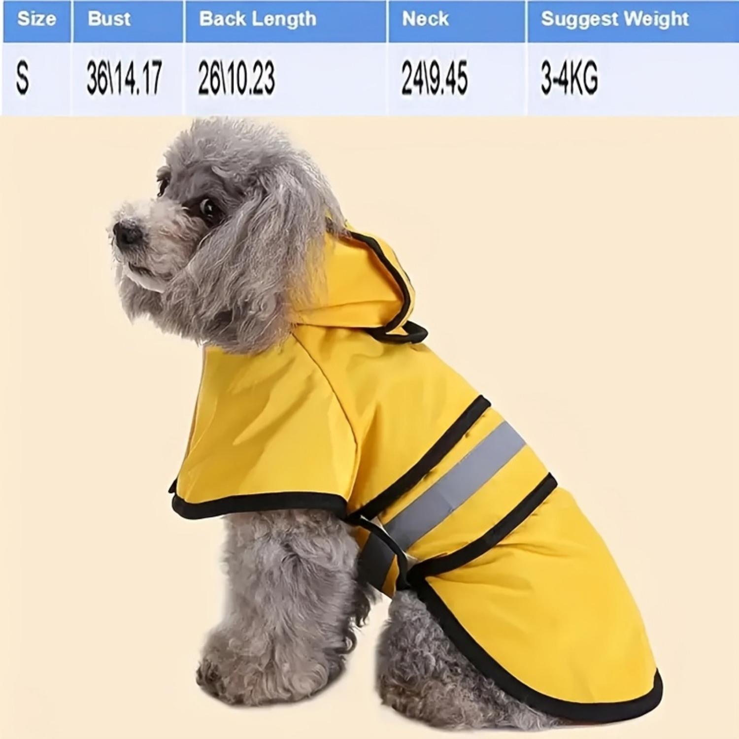 

Светоотражающий водонепроницаемый дождевик для собак, регулируемый легкий дождевик для домашних животных, всесезонное использование, материал полиэстер S жёлтый