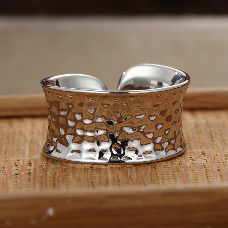 Simple  Silver Color Metal Die Casting Pattern Adjustable Rings for Women Anniversary Party Jewelry