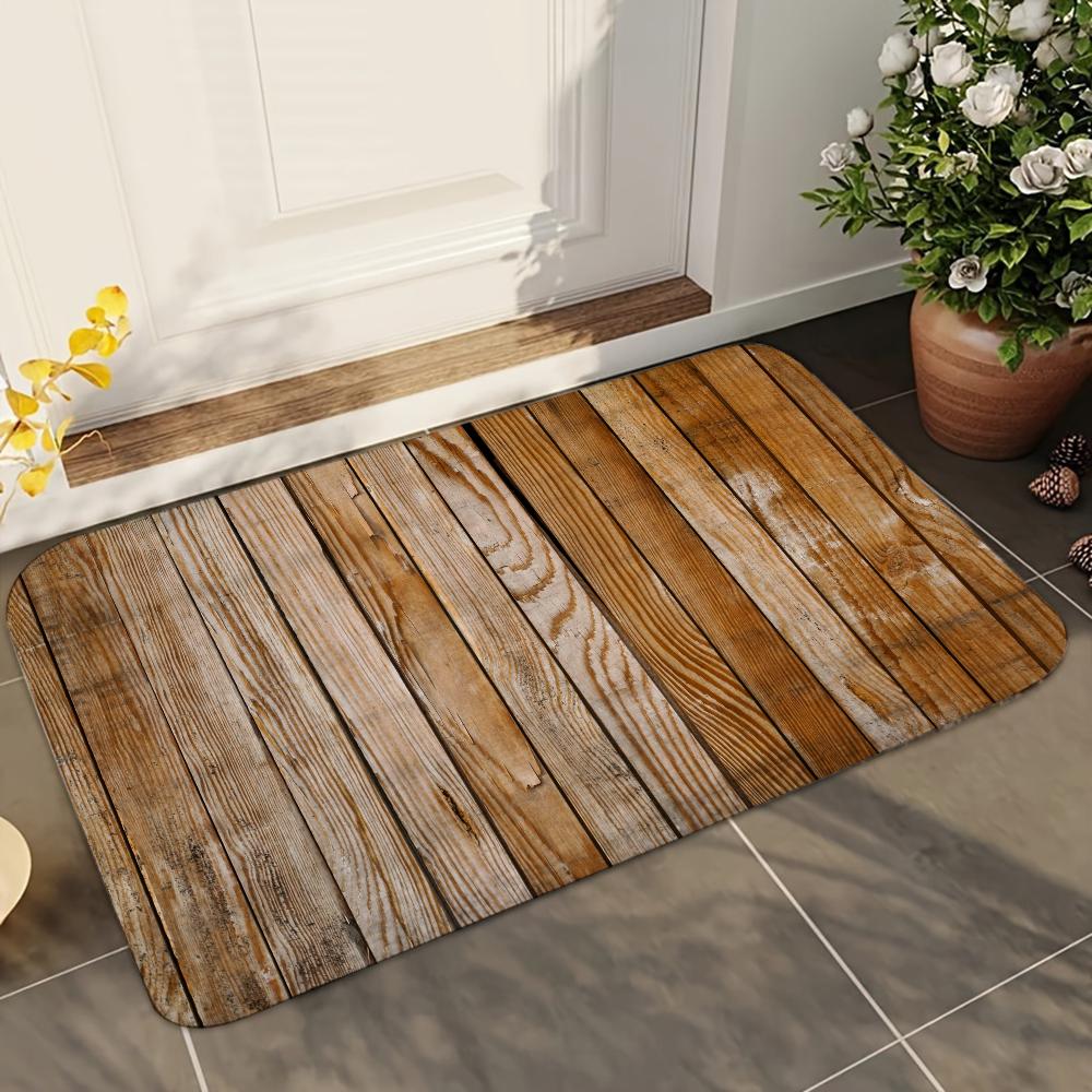 1pc Beautiful Wood Bathroom Absorbent Mats Anti-Slip Mats Home Decor Supplies Carpets Home Kitchen Floor Mats