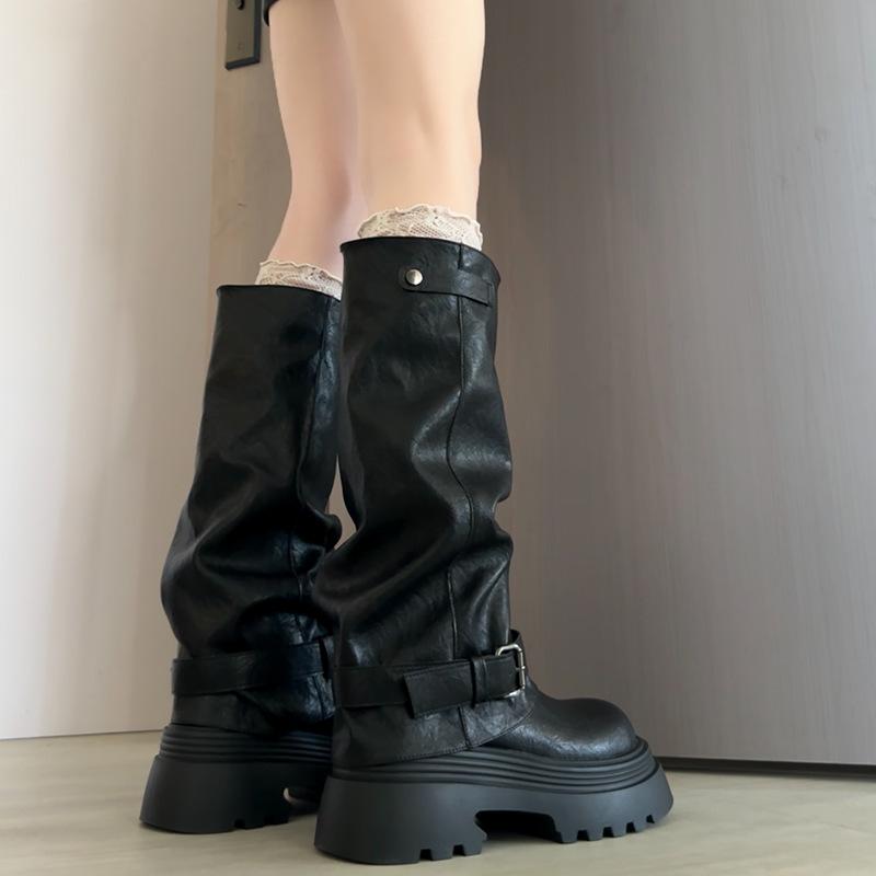 [Fanfna] Brown Versatile Platform Martin Boots Women's 2025 New Autumn and Winter Retro Maillard Boots