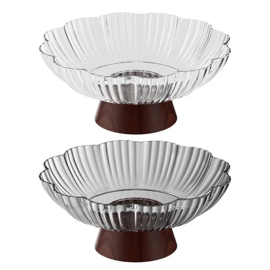 Vintage Petal Fruit Bowl Large Capacity Plastic Serving Tray for Snacks Nuts Candy Transparent Fruit Dish for Living Room Coffee