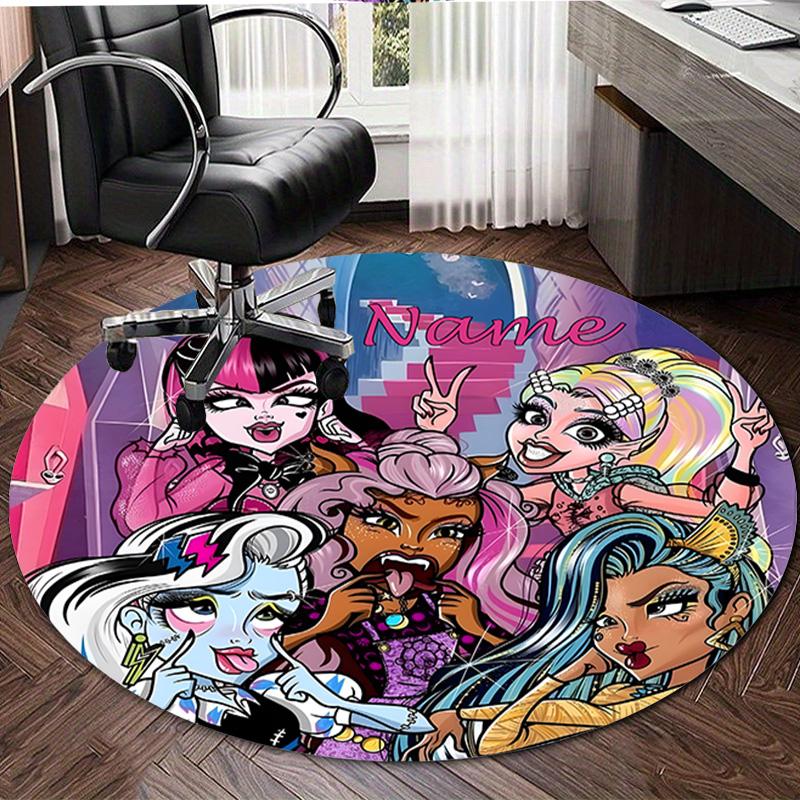 Personalized M-Monster High Draculaura Round Chair Office Rug - Perfect for Mat, Office Chair & More - Ideal Gift for Birthdays and Holidays