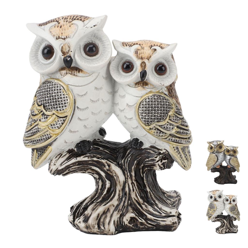 Owl Figurine Resin Lifelike Artistic Decorative Standing Owl Statue Ornament for Garden Living Room