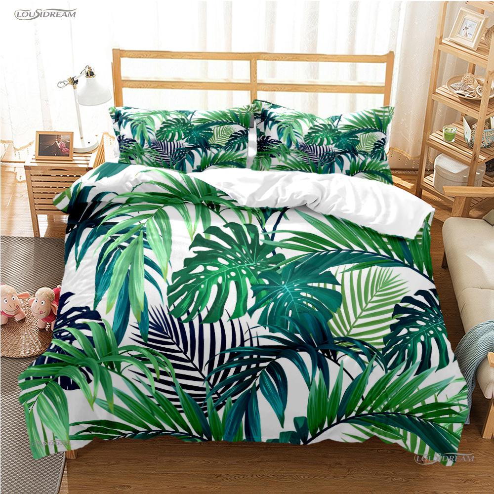 Tropical Leaf Fashon Duve All Season Duvet Cover Comforter Bedding Set Soft Quilt Cover and Pillowcases Single/Double/Queen/King