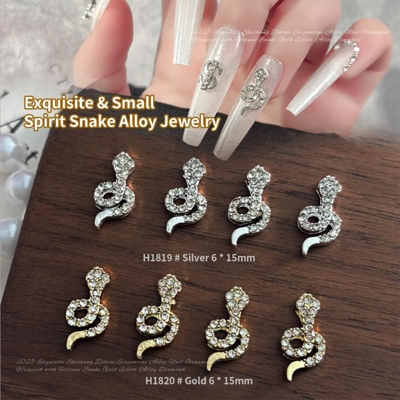 5 Pcs Snake Nails Charms Nails Art Rhinestones 3D Snake Nails Art Charms Nails Art Decorations for Crafts Jewelry Making