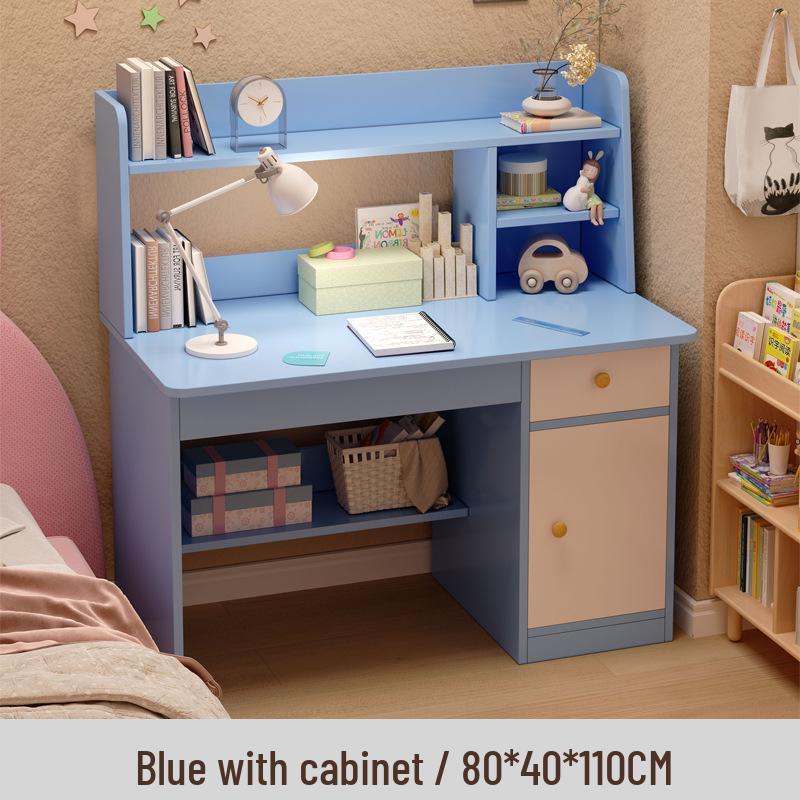 Primary School Students’ Desk & Chair Set with Integrated Bookshelf – Simple Study & Writing Computer Desk