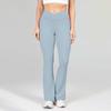 Sheer-effect Flared-leg Pocket Yoga Trousers: High-waisted, Bum-lifting, Slimming, Stretchy Fitness Trousers; Flared Wide-leg Sports Trousers