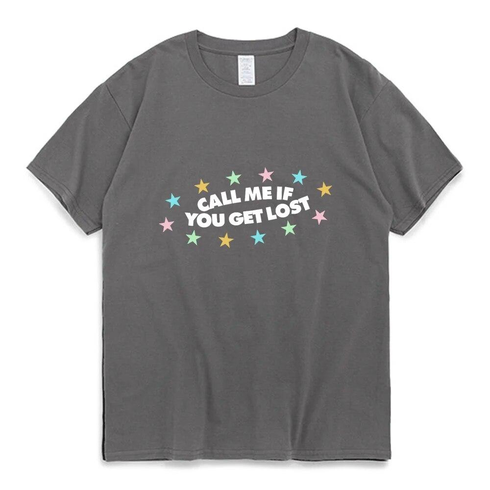 Ring meg hvis du går deg vill Fantastisk T-skjorte med kortermet trykk, sommer med rund hals, overdimensjonert koselig T-skjorte for unisex kvinner Mote Pop T-skjorter