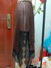 European-American 2025 Autumn Women's Satin Lace Slim A-line Midi Skirt with Irregular Slit